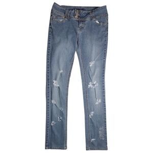 Angels Women's Light Blue Distressed Skinny Jeans Size 7